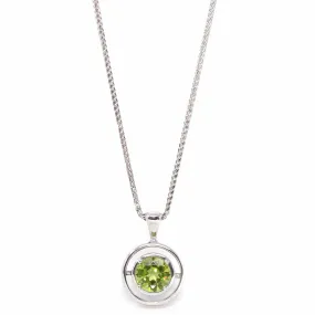 14k White Gold Genuine AAA Royal Peridot Pendant Necklace