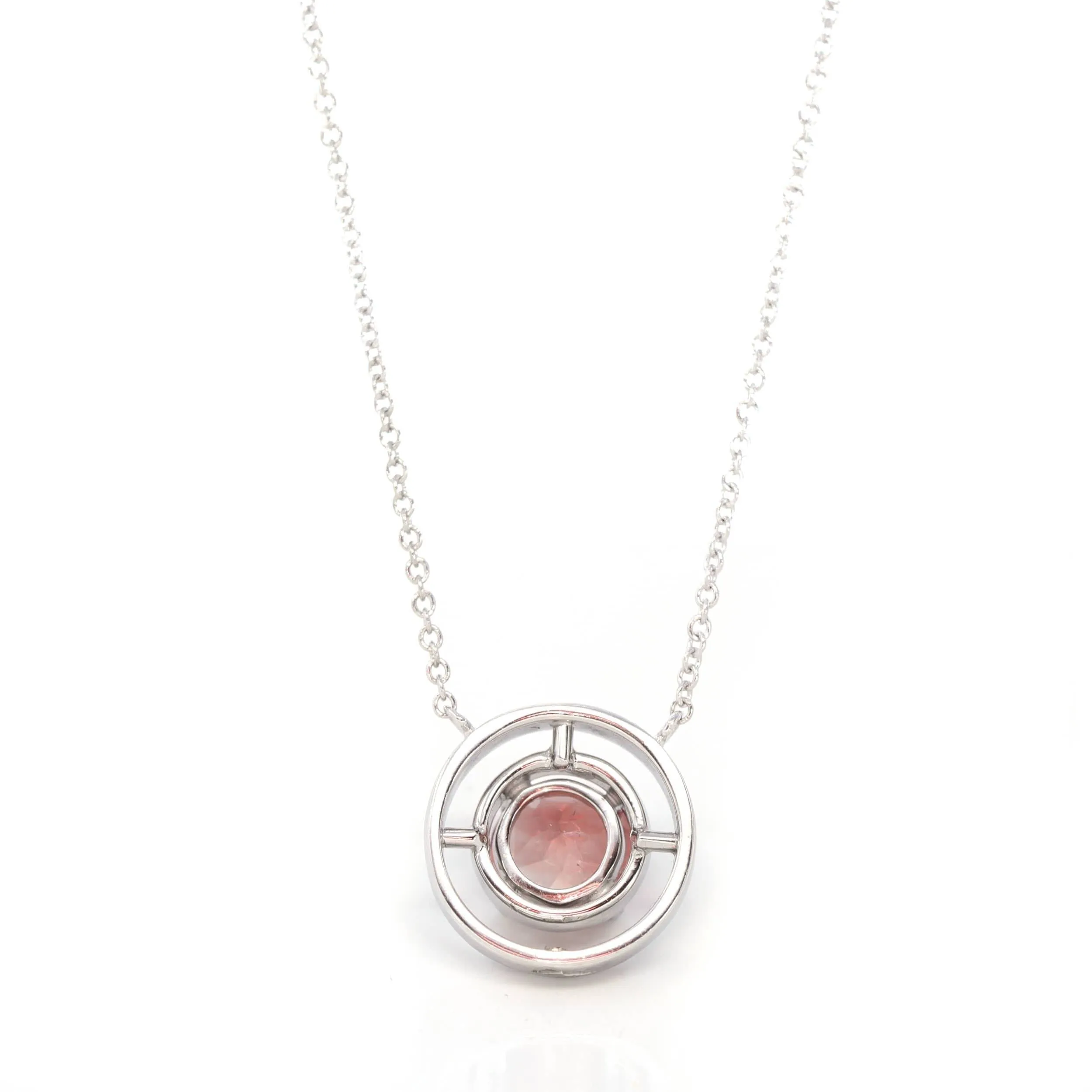 14k White Gold Genuine AAA Royal Red Sunstone Pendant Necklace