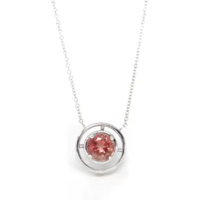 14k White Gold Genuine AAA Royal Red Sunstone Pendant Necklace