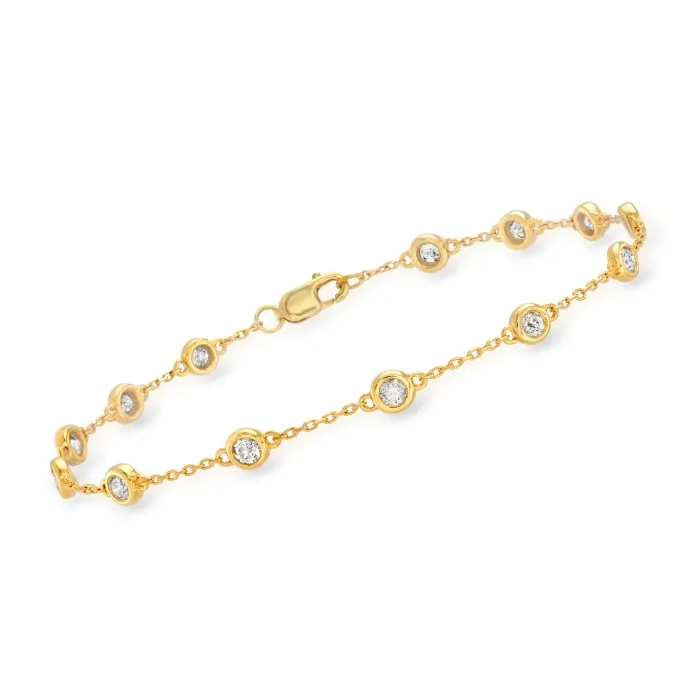 14k Yellow Gold 0.50Ct Diamond Bracelet with 12 Diamonds