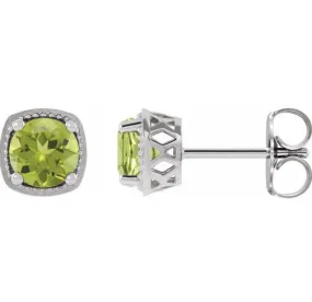 14W 5.5mm Round Natural Peridot Stud Earrings with Friction Posts and Backs