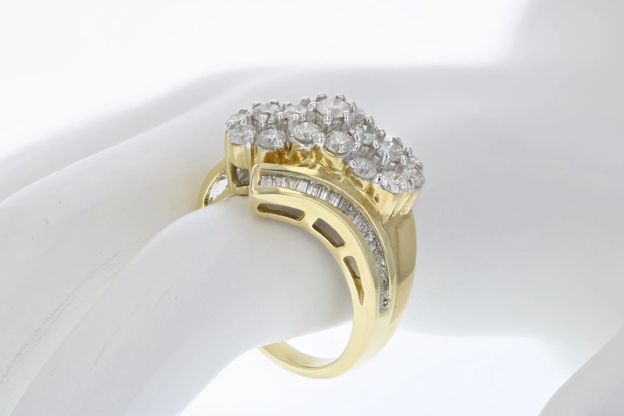 1.50 cttw Diamond Cluster Composite Cocktail Ring 14K Yellow Gold