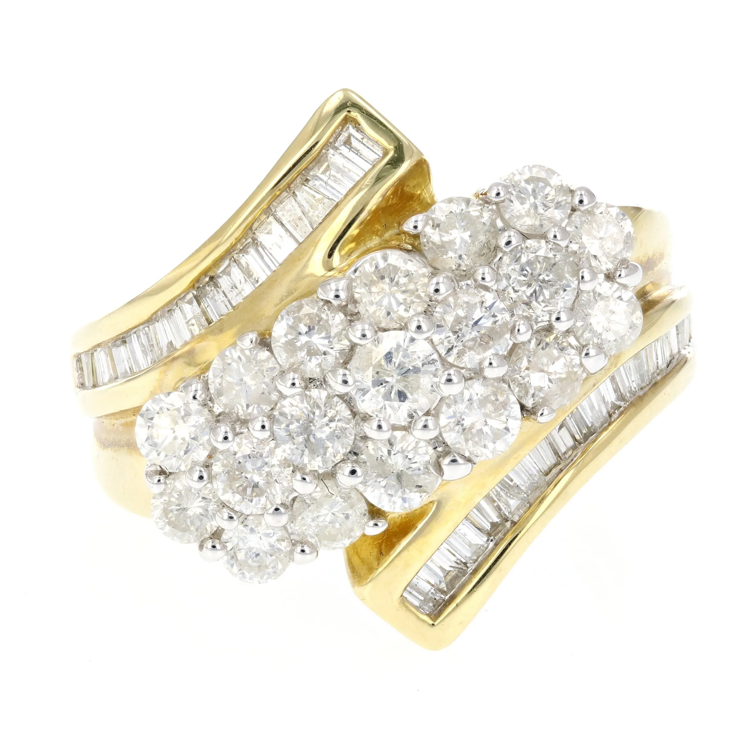 1.50 cttw Diamond Cluster Composite Cocktail Ring 14K Yellow Gold