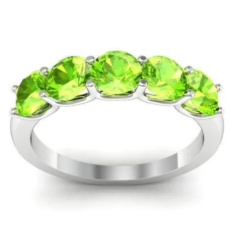 1.50cttw U Prong 5 Stone Peridot Ring