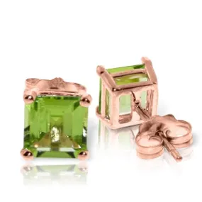 1.75 Carat 14K Solid Rose Gold Sparkle Peridot Stud Earrings