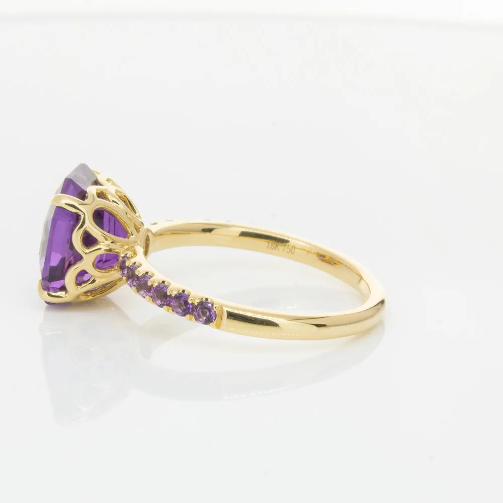 18ct Yellow Gold 3.95ct Amethyst Ring