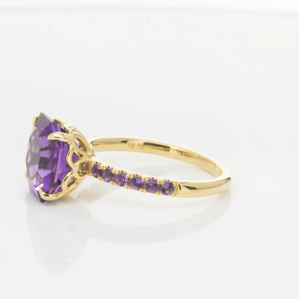 18ct Yellow Gold 3.95ct Amethyst Ring