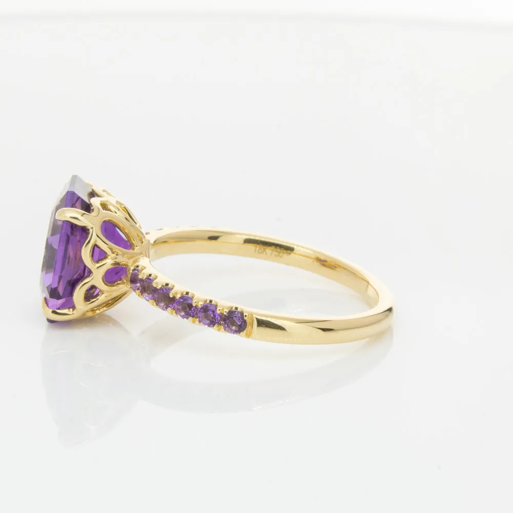 18ct Yellow Gold 3.95ct Amethyst Ring