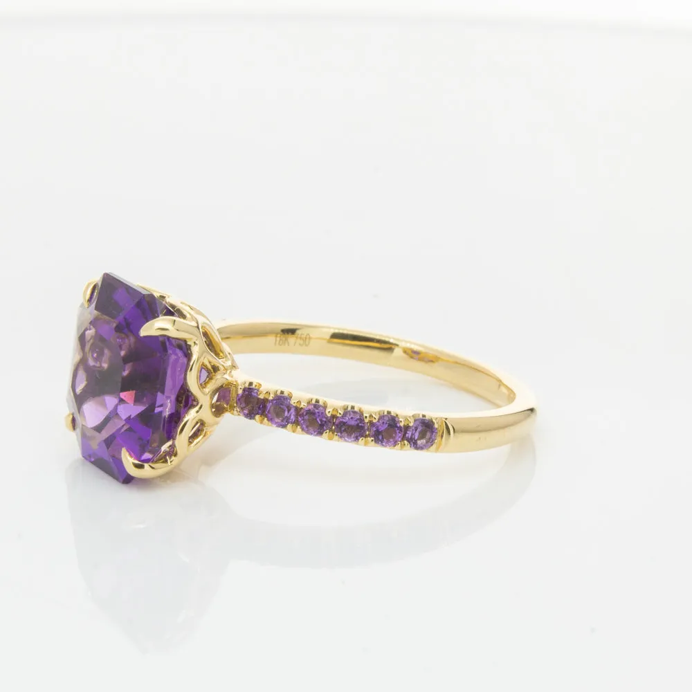 18ct Yellow Gold 3.95ct Amethyst Ring