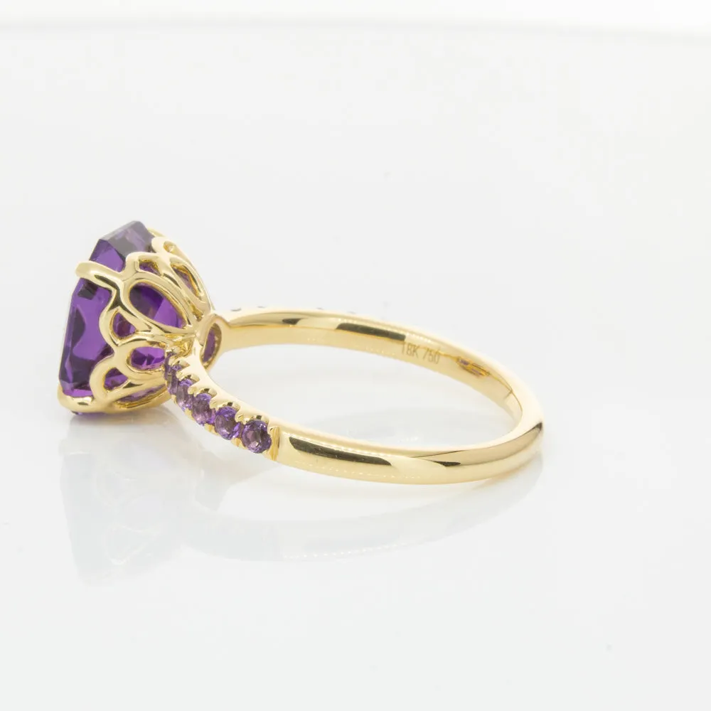 18ct Yellow Gold 3.95ct Amethyst Ring
