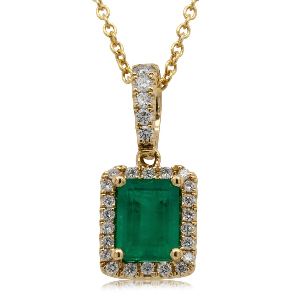 18ct Yellow Gold Emerald & Diamond Necklace