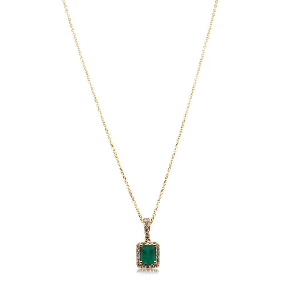 18ct Yellow Gold Emerald & Diamond Necklace