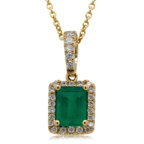 18ct Yellow Gold Emerald & Diamond Necklace