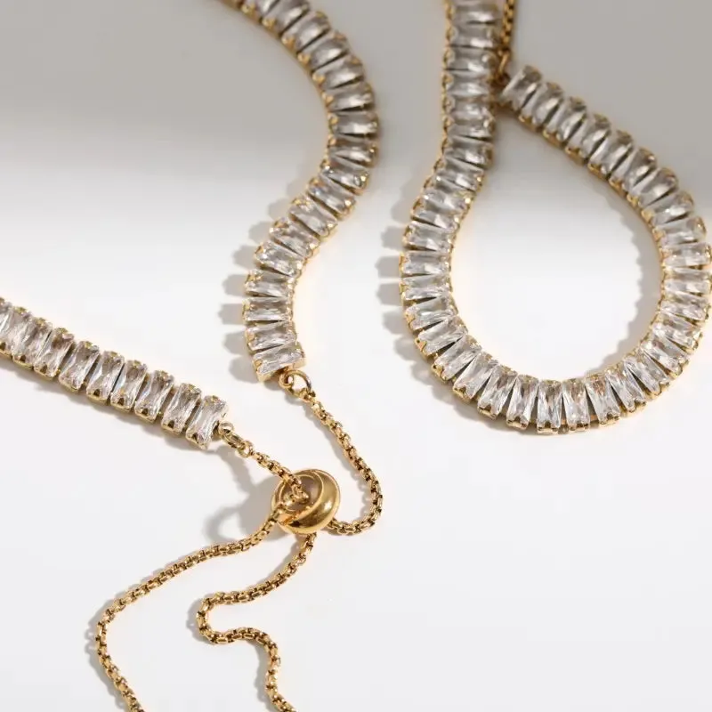 18K Gold-Filled Baguette Tennis Necklace