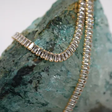 18K Gold-Filled Baguette Tennis Necklace
