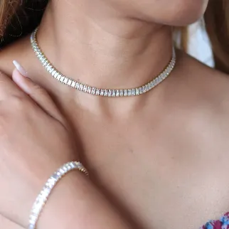 18K Gold-Filled Baguette Tennis Necklace