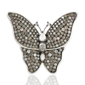 18k Gold Pave Diamond Butterfly Charm Statement Ring Jewelry Gift For Her