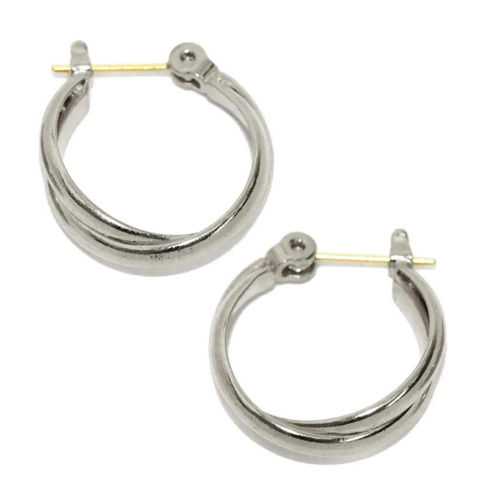 18K Gold Post Double Strand Earrings