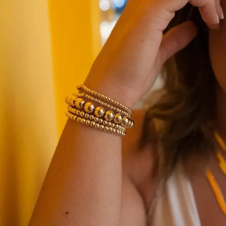 18K ROUND BEADED BRACELET