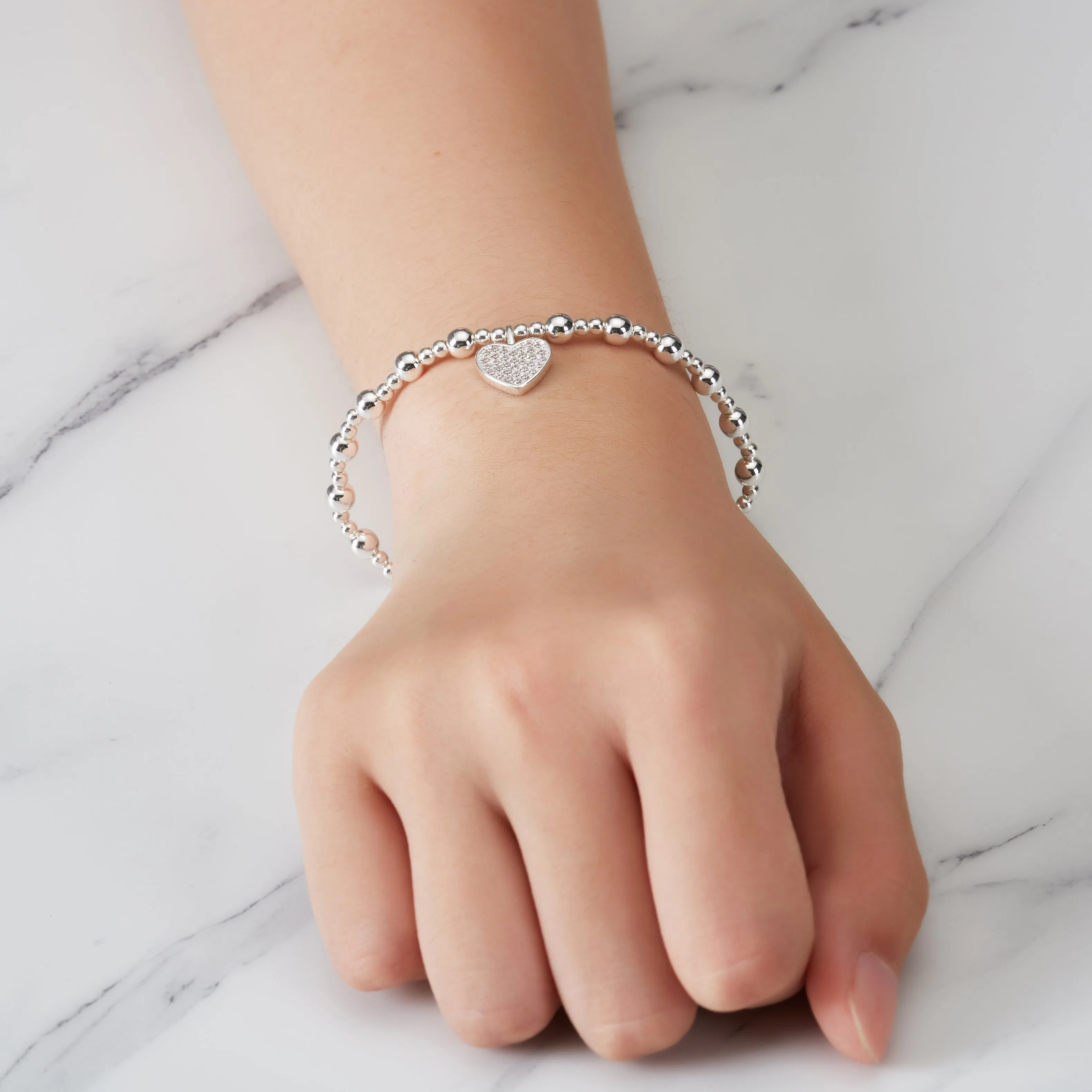 18th Birthday Heart Charm Stretch Bracelet with Quote Gift Box