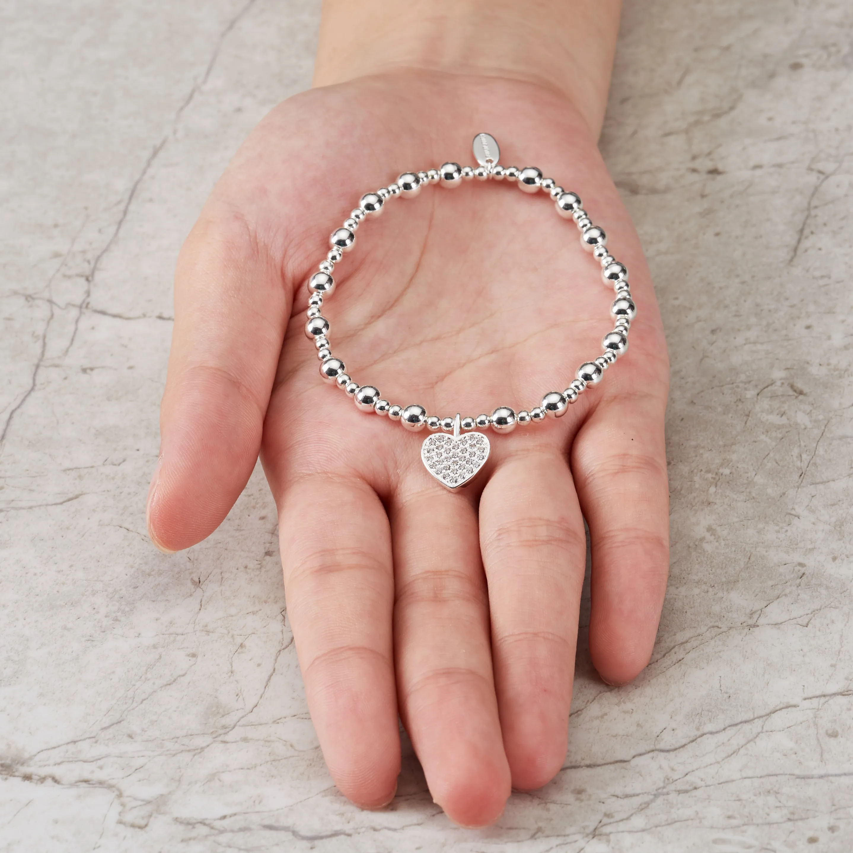 18th Birthday Heart Charm Stretch Bracelet with Quote Gift Box