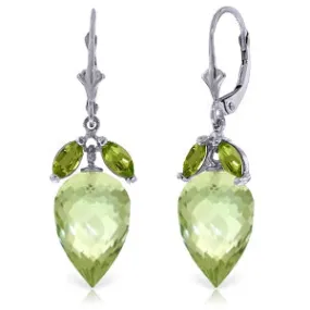 20 Carat 14K Solid White Gold Earrings Peridot Briolette Green Amethyst