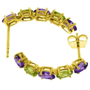 2.5 Carat 14K Solid Yellow Gold Earrings Natural Amethyst Peridot