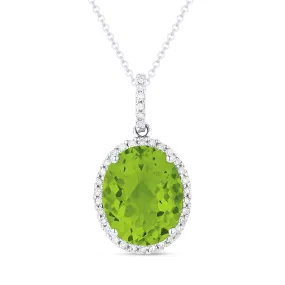 2.75ct Peridot 16"Pendant Necklace in 14K White Gold