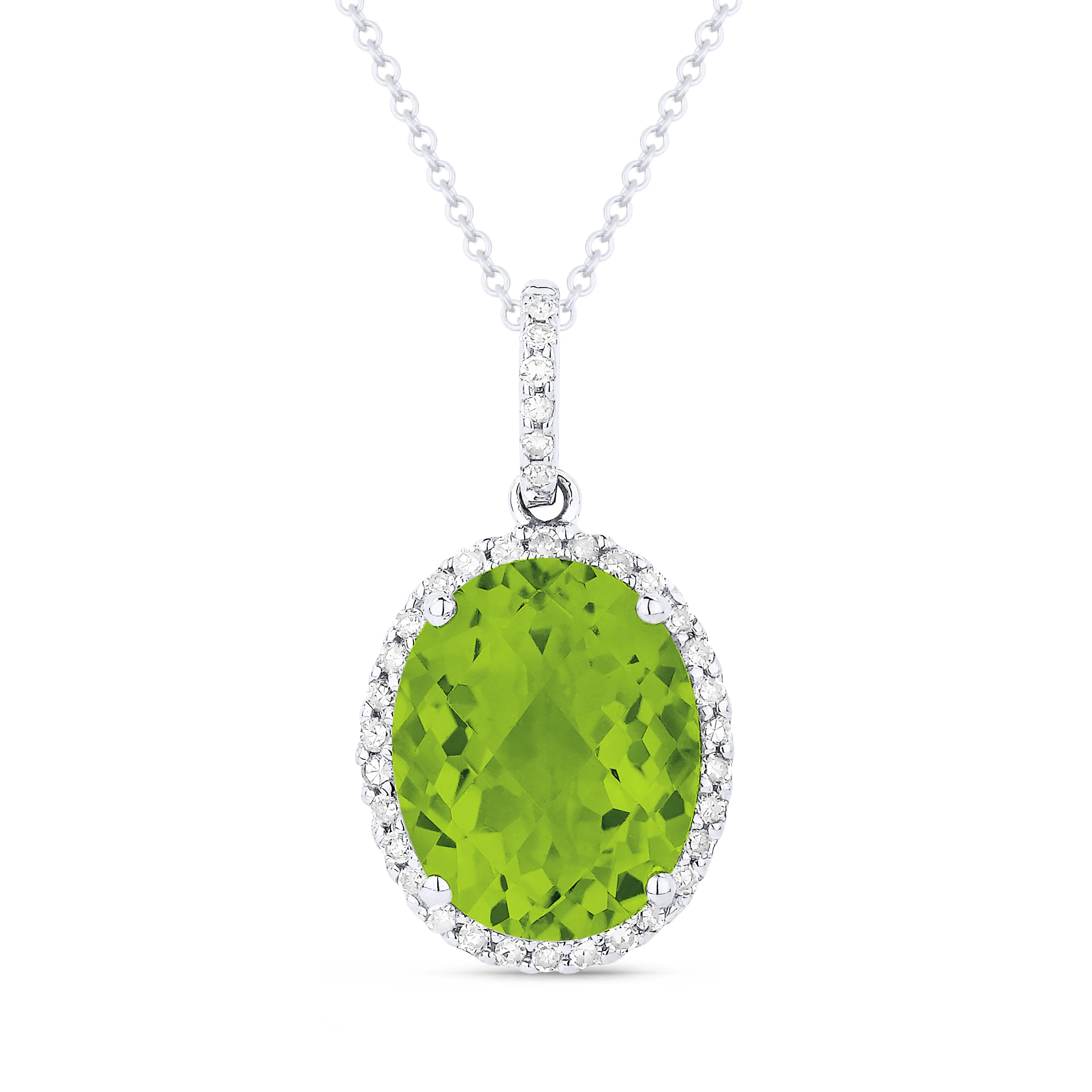 2.75ct Peridot 16"Pendant Necklace in 14K White Gold