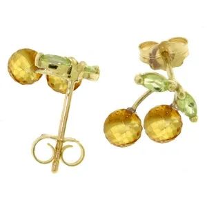 2.9 Carat 14K Solid Yellow Gold Earrings Citrine Peridot