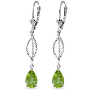 3 Carat 14K Solid White Gold Accolades Peridot Earrings