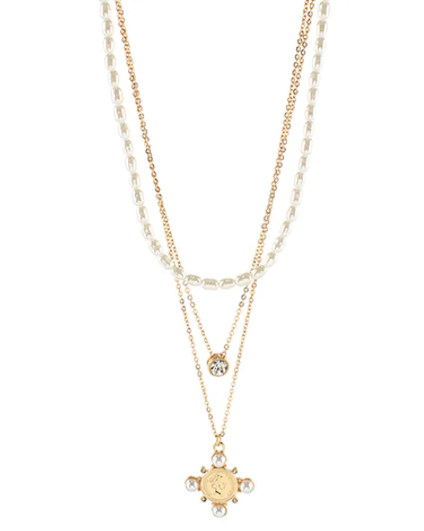 3 Layered Coin & Pearl Necklace
