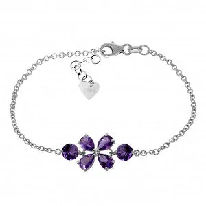 3.15 Carat 14K Solid White Gold Bracelet Natural Amethyst