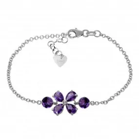 3.15 Carat 14K Solid White Gold Bracelet Natural Amethyst