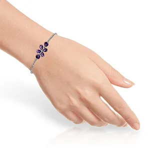 3.15 Carat 14K Solid White Gold Bracelet Natural Amethyst