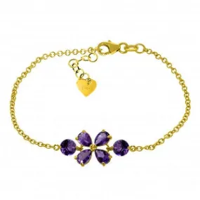 3.15 Carat 14K Solid Yellow Gold Bracelet Natural Amethyst