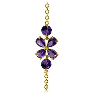 3.15 Carat 14K Solid Yellow Gold Bracelet Natural Amethyst
