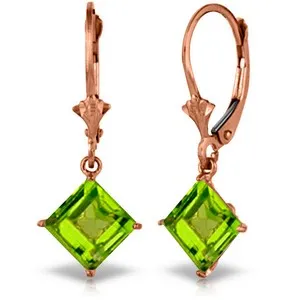 3.2 Carat 14K Solid Rose Gold Peridot Simplicity Earrings