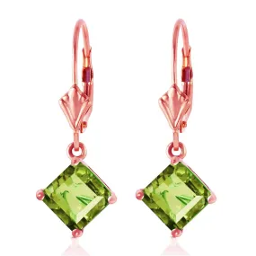 3.2 Carat 14K Solid Rose Gold Peridot Simplicity Earrings