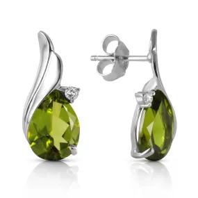 4.26 Carat 14K Solid White Gold Stud Earrings Diamond Peridot Certified