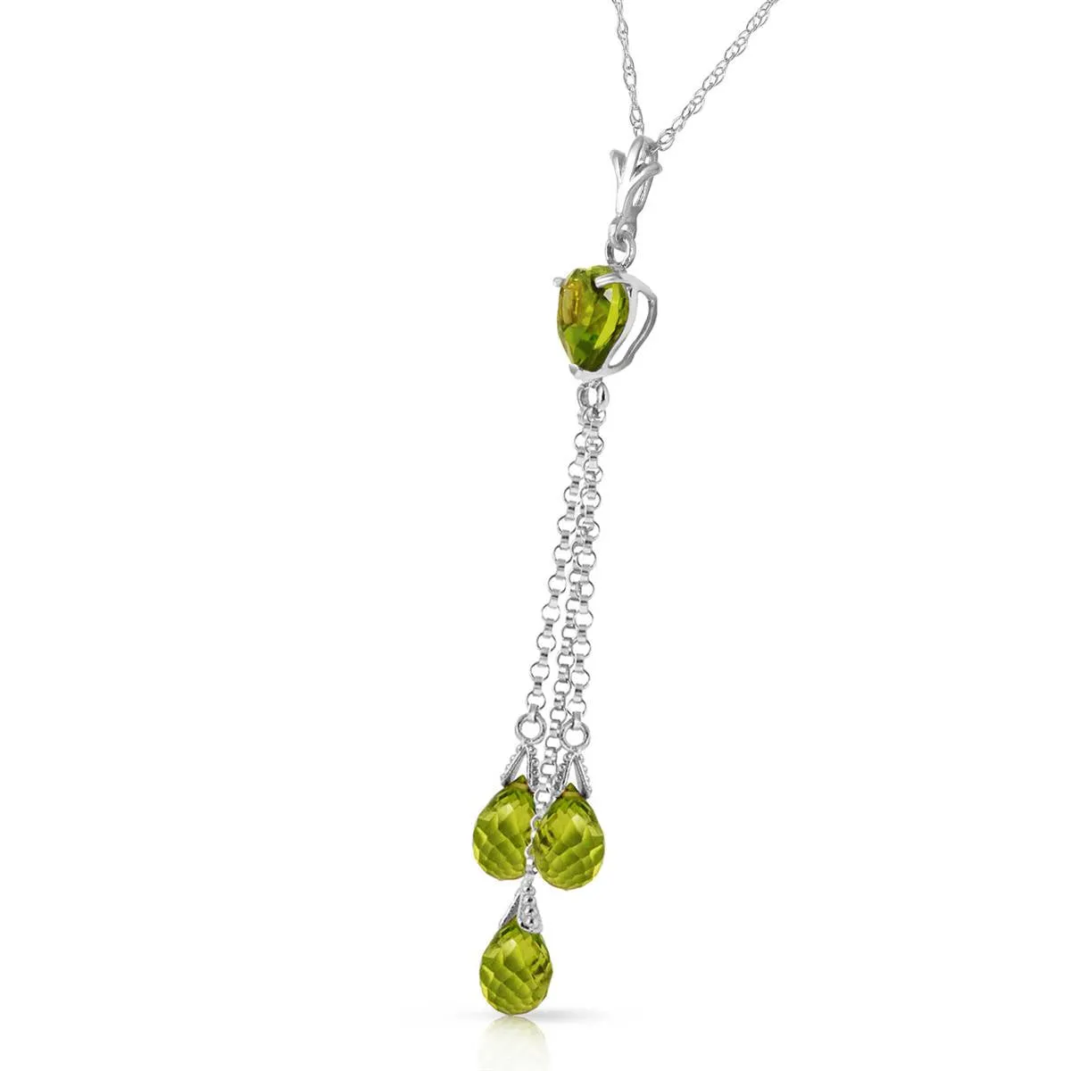 4.75 Carat 14K Solid White Gold Proceed Towards Peridot Necklace