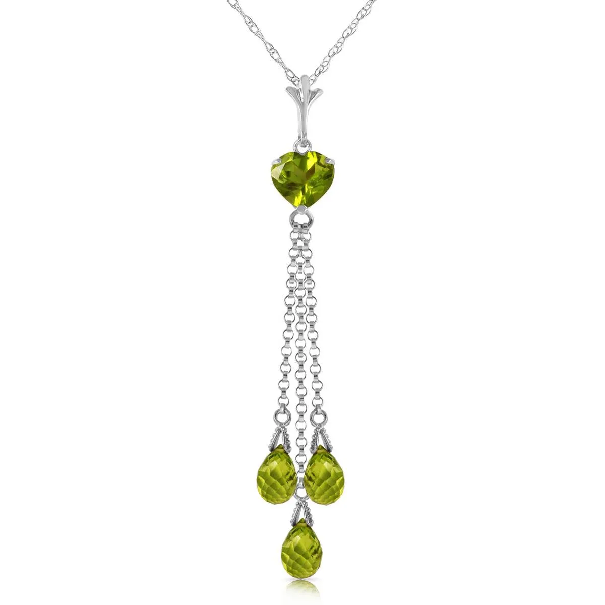 4.75 Carat 14K Solid White Gold Proceed Towards Peridot Necklace