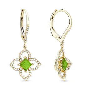 4mm 0.78ct Peridot Drop/Dangle Earrings in 14K Yellow Gold