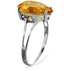 5 Carat 14K Solid White Gold Licks Of Love Citrine Ring