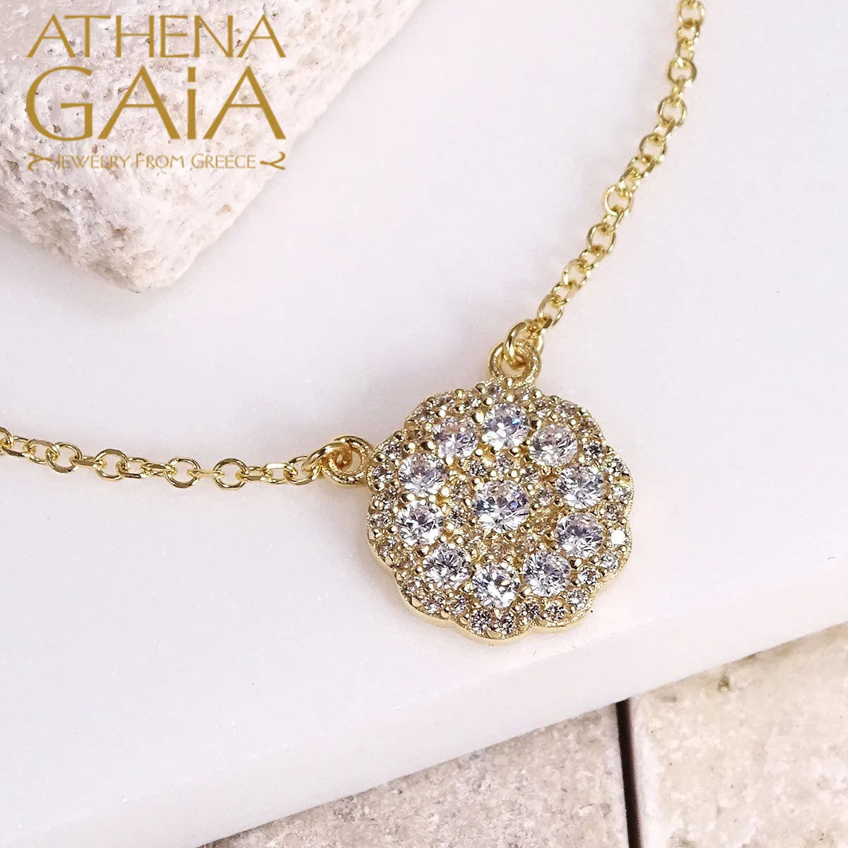 50 Stone Rose Necklace WHITE Gold (In-Stock)