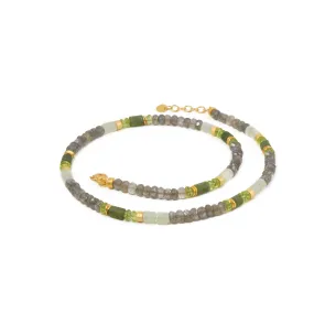 5mm Labradorite, Peridot & Prehnite 24K Gold Vermeil Necklace