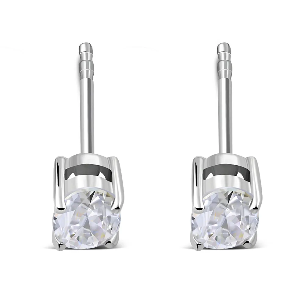 5x7mm Oval Prong-Set Clear CZ Sterling Silver Stud Earrings
