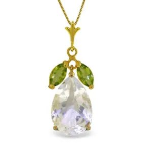 6.5 Carat 14K Solid Yellow Gold Necklace White Topaz Peridot