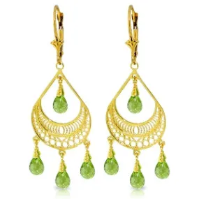 6.75 Carat 14K Solid Yellow Gold Barcelona Peridot Earrings