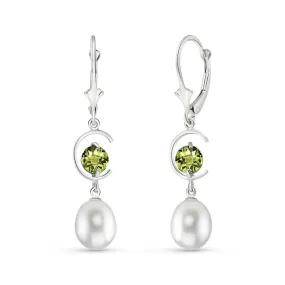 9 Carat 14K Solid White Gold Leave A Legacy Peridot Pearl Earrings